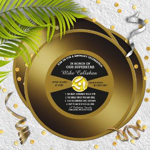Convite de Aniversário de Vinil 45 Disco de Ouro