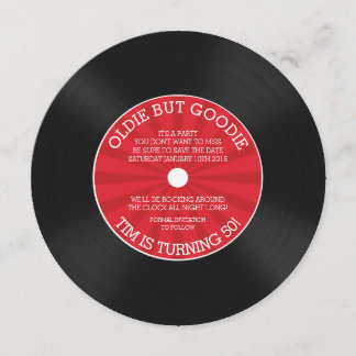 Convite de Aniversário de Vinil Retrô