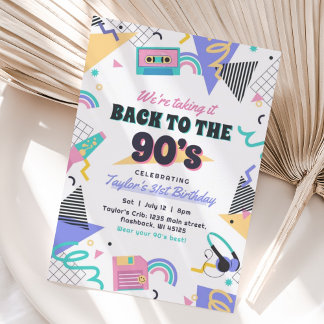Convite de Aniversário de Volta aos Anos 90