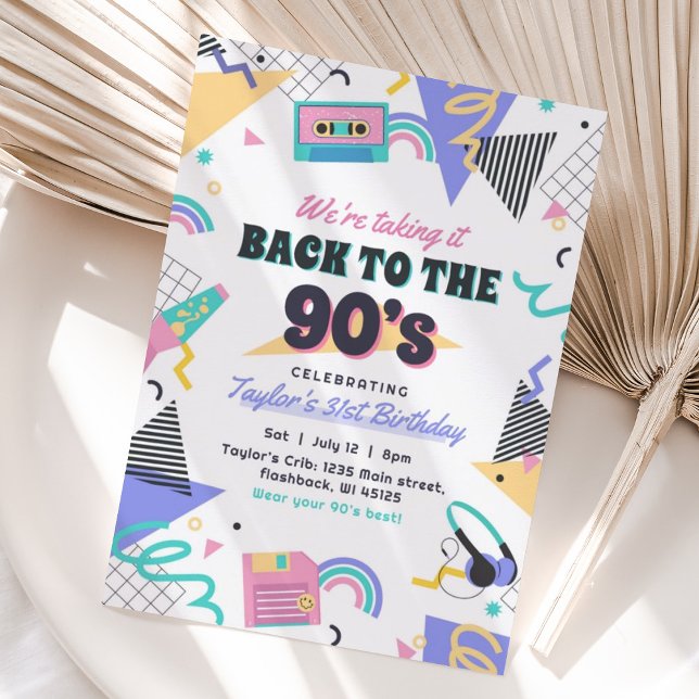Convite de Aniversário de Volta aos Anos 90 (Criador carregado)