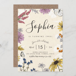 Convite de aniversário de Wildflower