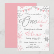 Convite de aniversário de Winter Onederland prata 