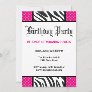 Convite de aniversário de Zebra do Tempo Selvagem