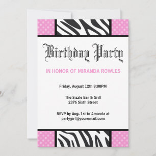 Convite de aniversário de Zebra do Tempo Selvagem
