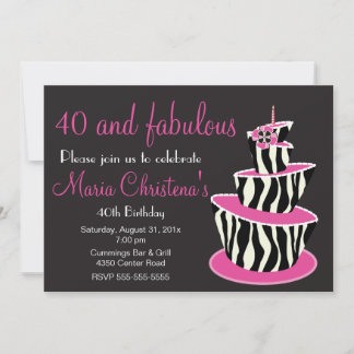 Convite de Aniversário de Zebra Fabuloso (Rosa)
