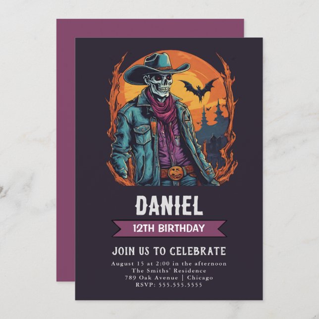 Convite de aniversário de Zombie Ocidental Selvage (Frente/Verso)
