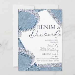 Convite de Aniversário Denim & Diamonds