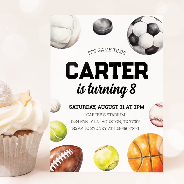 Convite de aniversário desportivo (Criador carregado)