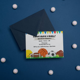 Convite de aniversário desportivo