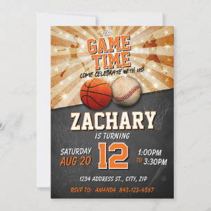 Convite de aniversário desportivo Basball Baseball