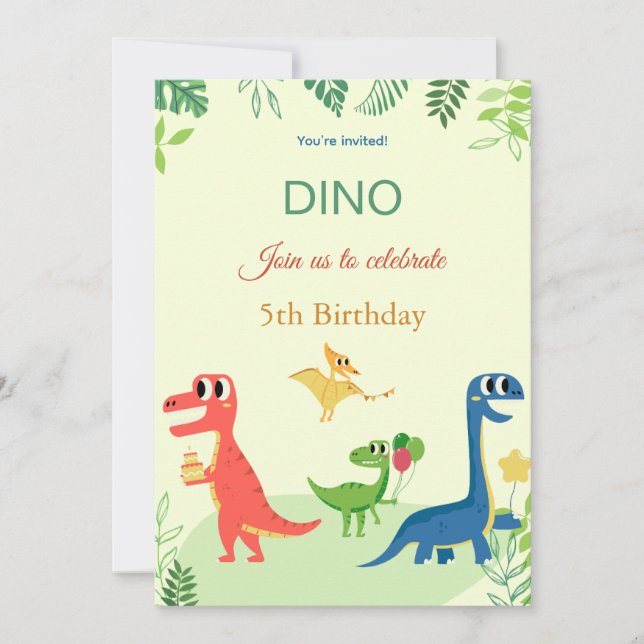 Convite de aniversário Dino (Frente)