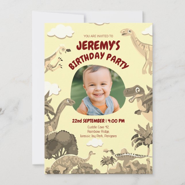 Convite de Aniversário Dino com Foto – Bebê | Fest (Frente)