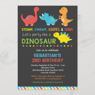 Convite de aniversário Dino, Convite Dinossauro