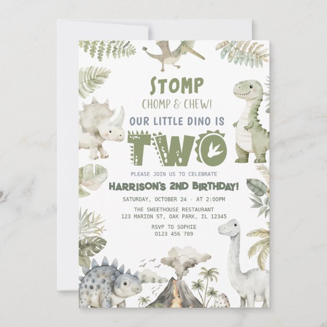 Convite de aniversário Dino do Dinossaur (Frente)
