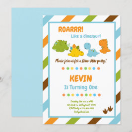Convite de Aniversário Dino-Mite Dinossaur
