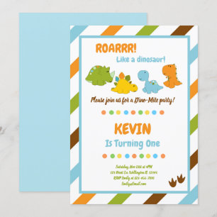 Convite de Aniversário Dino-Mite Dinossaur