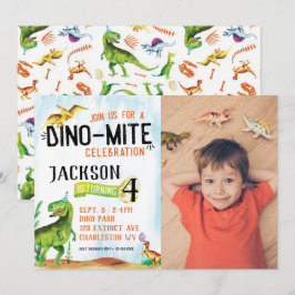 Convite de Aniversário Dino-Mite Photo Dinosaur