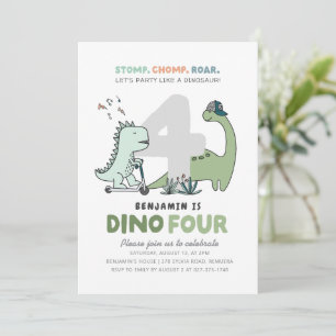 Convite de aniversário Dino-Quatro