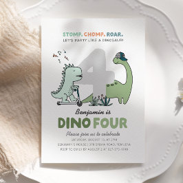 Convite de aniversário Dino-Quatro