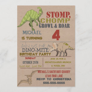 Convite de aniversário Dinossauro
