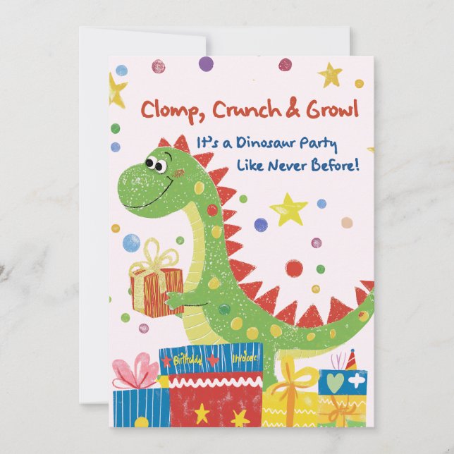 Convite de aniversário Dinossauro (Frente)