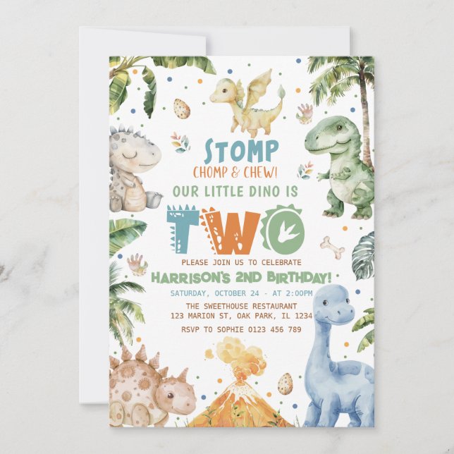Convite de aniversário Dinossauro (Frente)