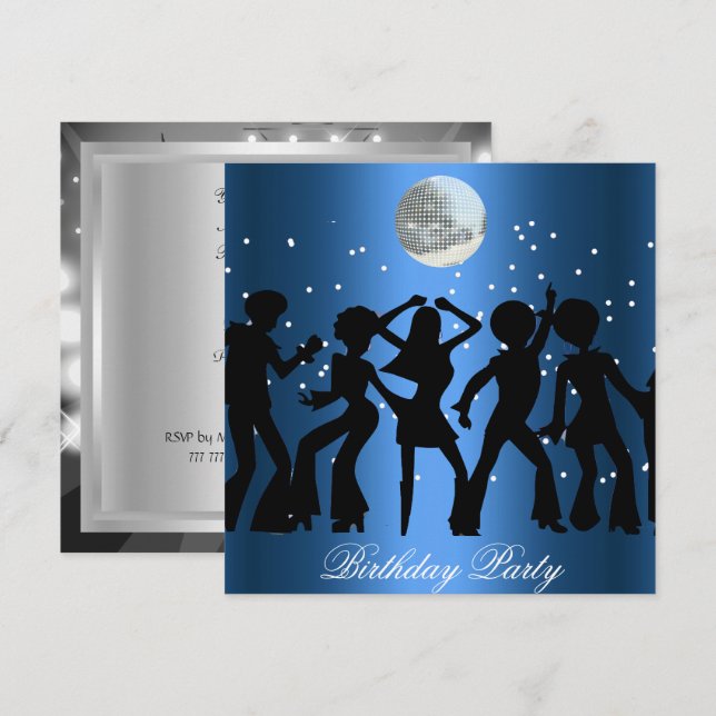 Convite de aniversário Disco 70 (Frente/Verso)