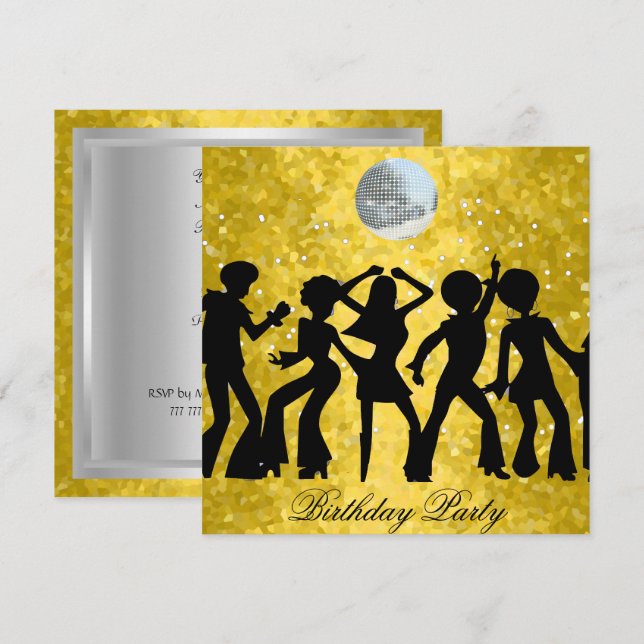 Convite de Aniversário Disco 70's (Frente/Verso)