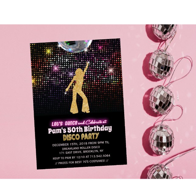 Convite de Aniversário Disco para QUALQUER IDADE (Criador carregado)
