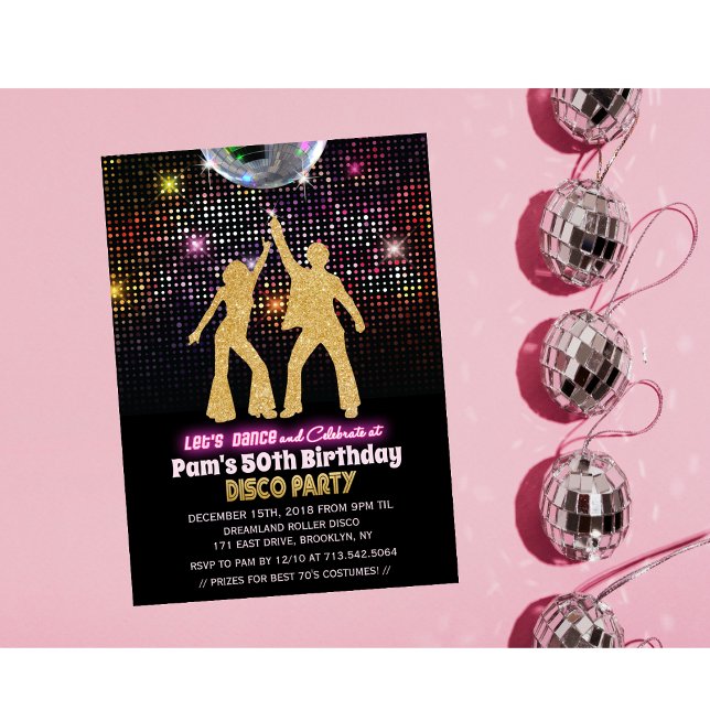 Convite de Aniversário Disco para Qualquer Idade (Criador carregado)