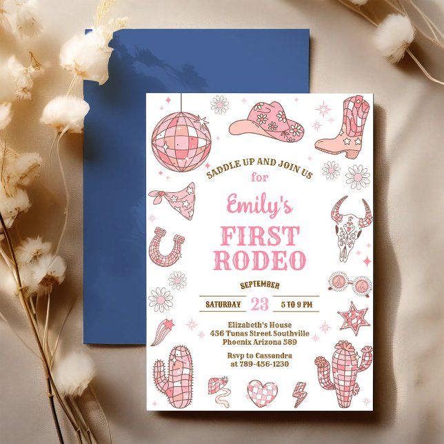 Convite de Aniversário Disco Rodeio Cowgirl Espaci (Criador carregado)