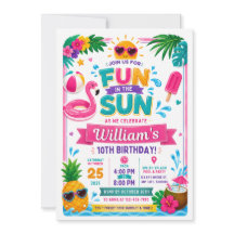 Convite de Aniversário Diversão ao Sol