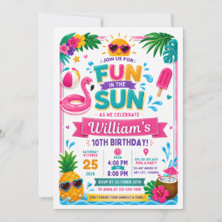 Convite de Aniversário Diversão ao Sol