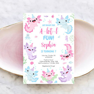 Convite de Aniversário Divertido Axolotl Alotl