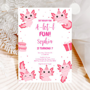 Convite de Aniversário Divertido Axolotl Alotl