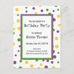 Convite de Aniversário Divertido com Bolinhas do M