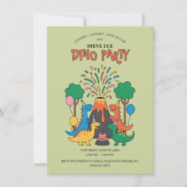 Convite de Aniversário Divertido de Dinossauro par