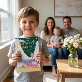 Convite de Aniversário Divertido de Dinossauro Roa