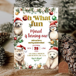 Convite de aniversário divertido de Natal com anim