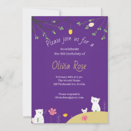 Convite de Aniversário Divertido Roxo para Criança