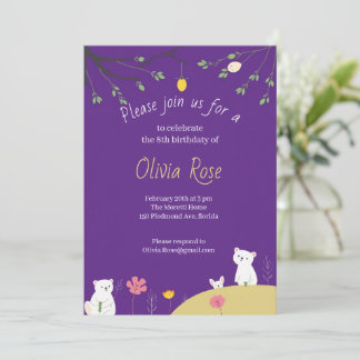 Convite de Aniversário Divertido Roxo para Criança