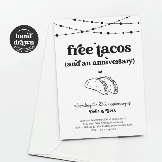 Convite de Aniversário Divertido Taco Grátis (Criador carregado)