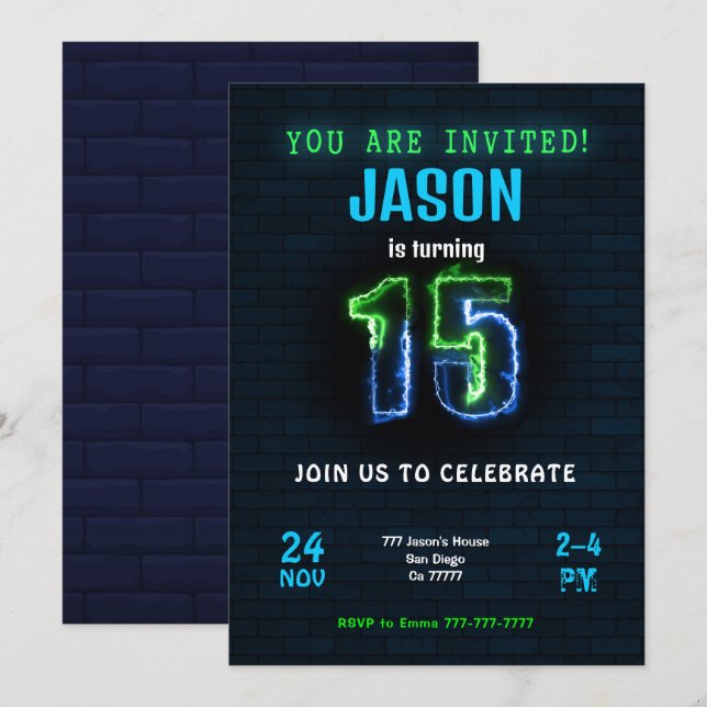 Convite de Aniversário do 15 (Frente/Verso)