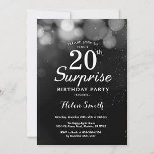 Convite de Aniversário do 20 de Surpresa de Silve