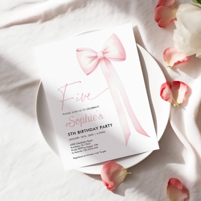 Convite de Aniversário do 5 Arco Coquette Rosa (Criador carregado)