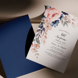 Convite de aniversário do 60º aniversário do Scrip<br><div class="desc">Dusty Blue Pink Floral Surpresa 60º convite de orçamento de Festa de aniversário que você pode personalizar facilmente com os detalhes de sua festa clicando no botão "Personalizar".</div>