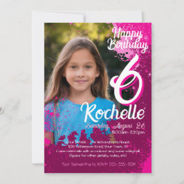 Convite de Aniversário do 6 de Fotografia Paint Sp
