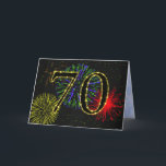 convite de aniversário do 70<br><div class="desc">Fogos-de-artifício brilhantes que explodem para comemorar um aniversário do 70 neste convite a um partido. Um convite de aniversário de travamento do olho que você possa personalizar a seus próprios detalhes.</div>