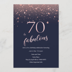 Convite De Aniversário Do 70 De Rosa Dourado Mari