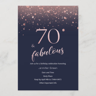 Convite De Aniversário Do 70 De Rosa Dourado Marin